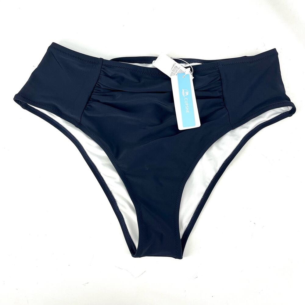 Cupshe NWT  bikini‎ bottoms navy ruched front (1X)